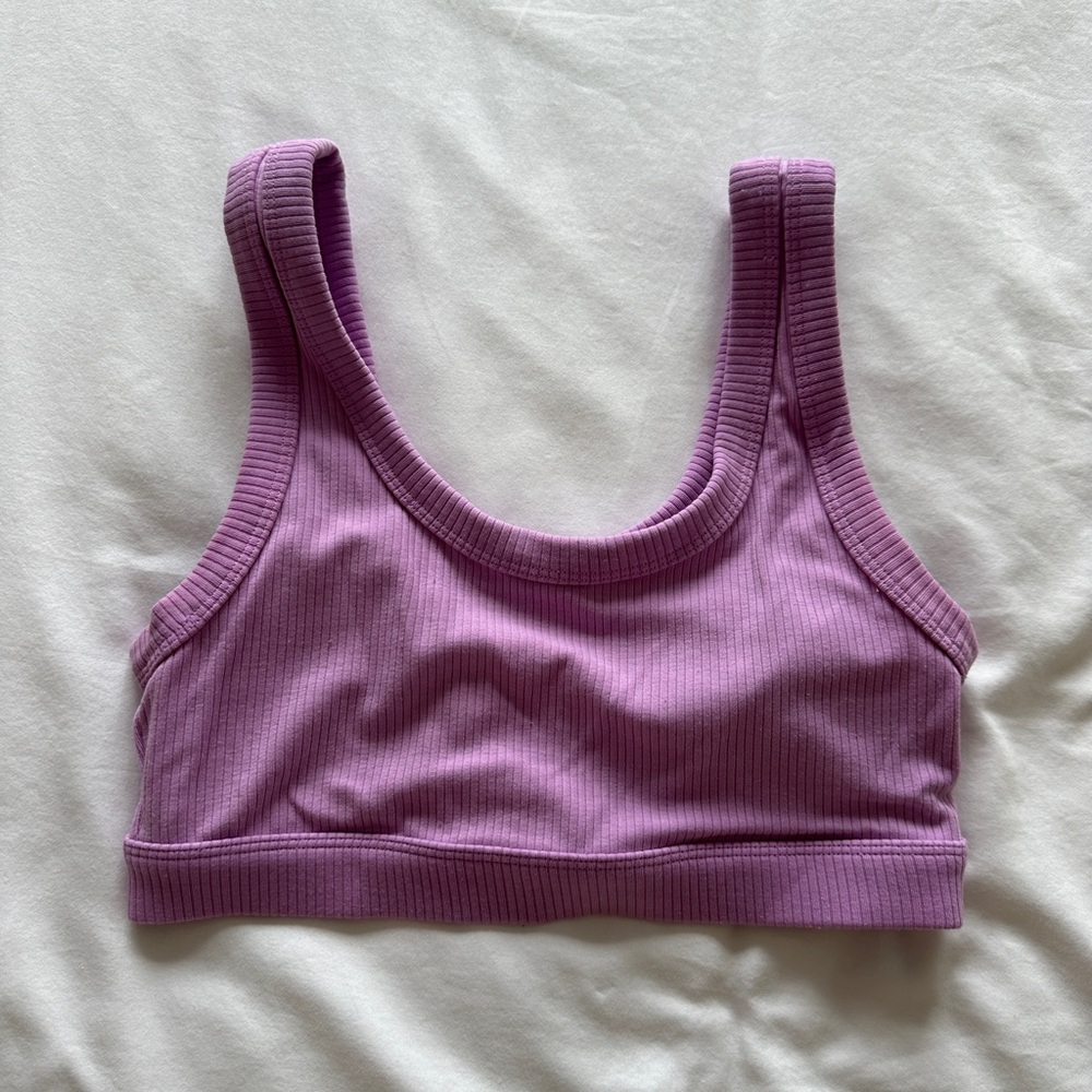 ALO Yoga Lavender Ribbed Bra